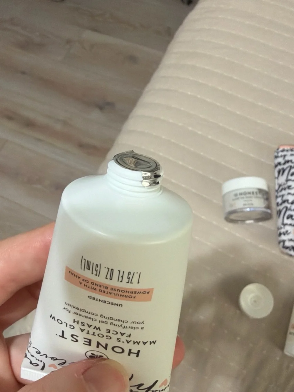Honest Beauty Mama Glow Skincare Set in White & Pink Pouch